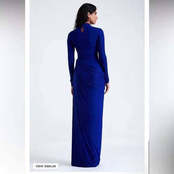 knee length dresses for ladies Electric Blue Gouyave Pussybow Dress-Pre-Order 10
